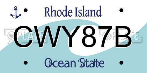CWY87B Rhode Island License Plate