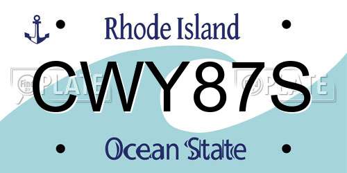 CWY87S Rhode Island License Plate