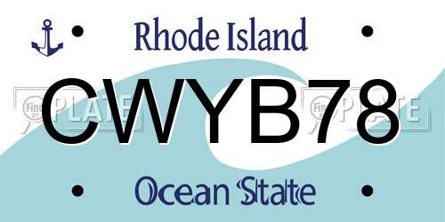 CWYB78 Rhode Island License Plate