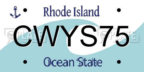 CWYS75 Rhode Island License Plate