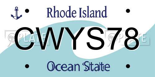 CWYS78 Rhode Island License Plate
