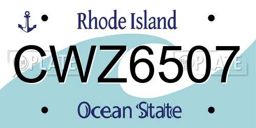 CWZ6507 Rhode Island License Plate