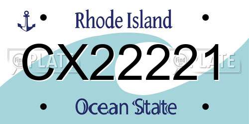 CX22221 Rhode Island License Plate