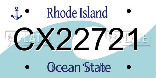 CX22721 Rhode Island License Plate