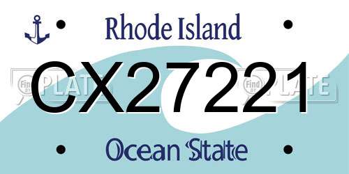CX27221 Rhode Island License Plate
