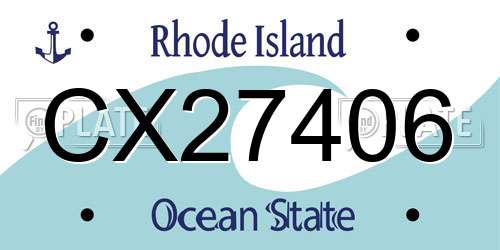 CX27406 Rhode Island License Plate