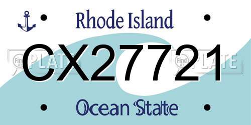 CX27721 Rhode Island License Plate