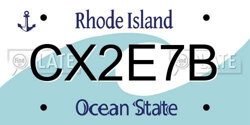 CX2E7B Rhode Island License Plate