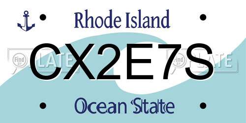 CX2E7S Rhode Island License Plate