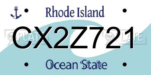 CX2Z721 Rhode Island License Plate