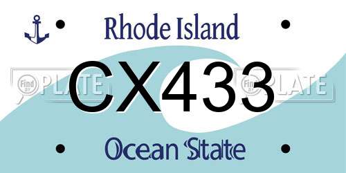 CX433 Rhode Island License Plate