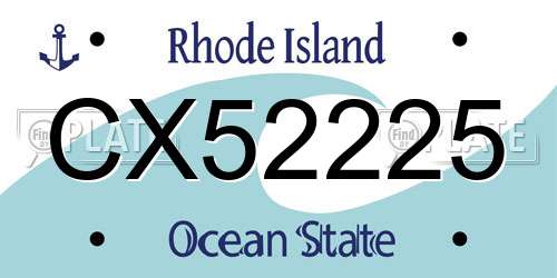 CX52225 Rhode Island License Plate