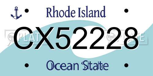 CX52228 Rhode Island License Plate