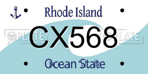CX568 Rhode Island License Plate