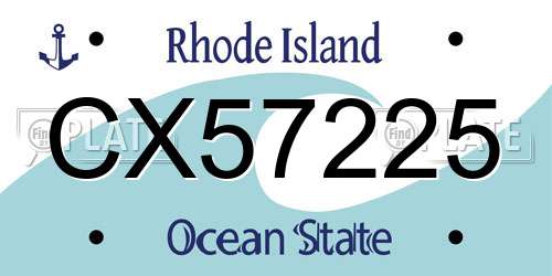 CX57225 Rhode Island License Plate