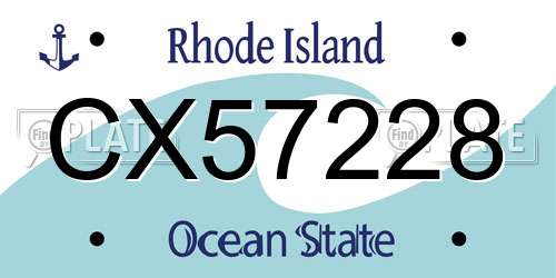 CX57228 Rhode Island License Plate