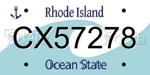 CX57278 Rhode Island License Plate