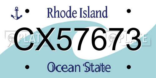 CX57673 Rhode Island License Plate