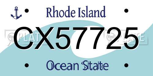 CX57725 Rhode Island License Plate
