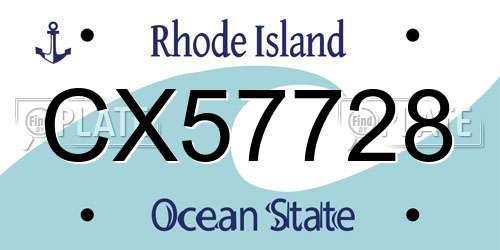 CX57728 Rhode Island License Plate