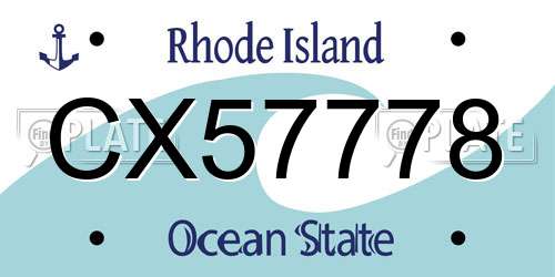 CX57778 Rhode Island License Plate