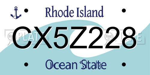 CX5Z228 Rhode Island License Plate