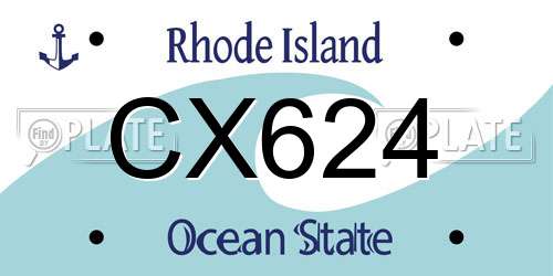 CX624 Rhode Island License Plate