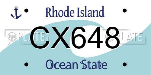 CX648 Rhode Island License Plate
