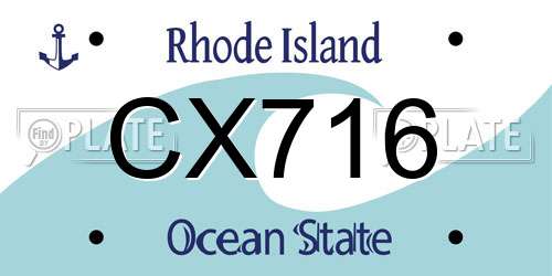CX716 Rhode Island License Plate