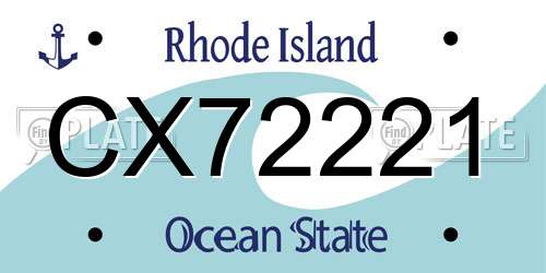 CX72221 Rhode Island License Plate