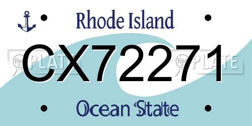 CX72271 Rhode Island License Plate