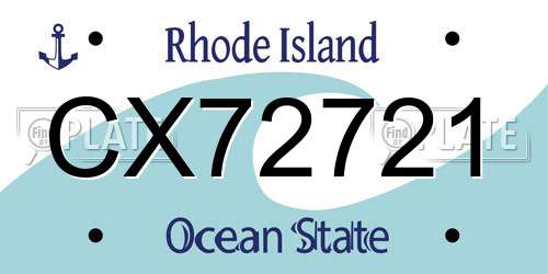 CX72721 Rhode Island License Plate