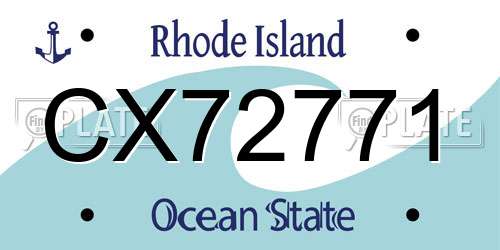 CX72771 Rhode Island License Plate
