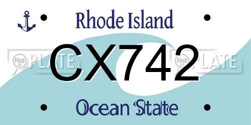 CX742 Rhode Island License Plate