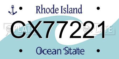 CX77221 Rhode Island License Plate