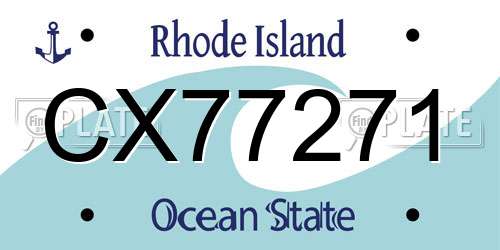 CX77271 Rhode Island License Plate