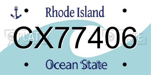 CX77406 Rhode Island License Plate