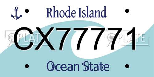 CX77771 Rhode Island License Plate