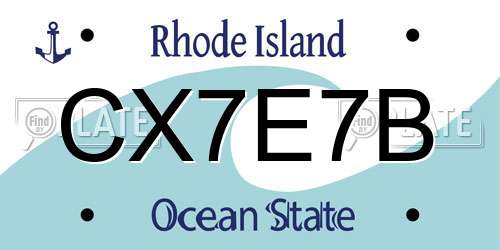 CX7E7B Rhode Island License Plate