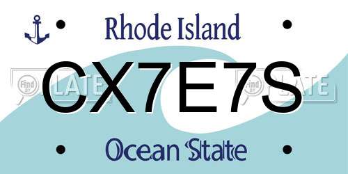 CX7E7S Rhode Island License Plate