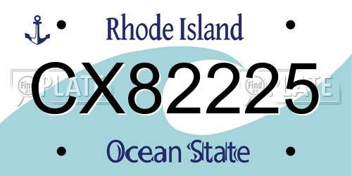 CX82225 Rhode Island License Plate