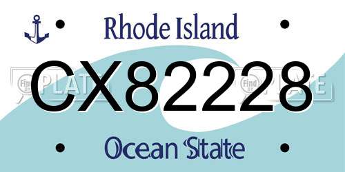 CX82228 Rhode Island License Plate