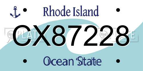 CX87228 Rhode Island License Plate