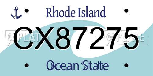 CX87275 Rhode Island License Plate