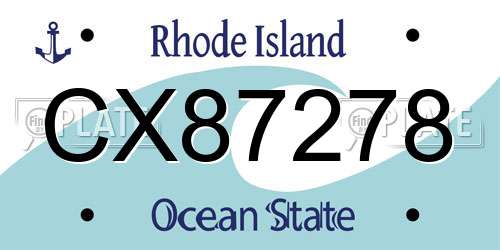 CX87278 Rhode Island License Plate