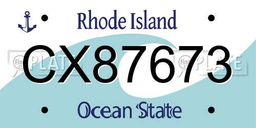 CX87673 Rhode Island License Plate