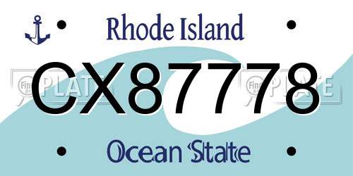 CX87778 Rhode Island License Plate