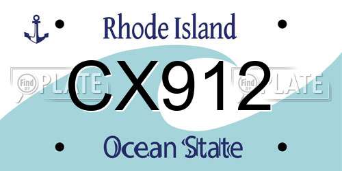 CX912 Rhode Island License Plate