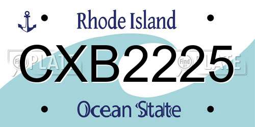 CXB2225 Rhode Island License Plate