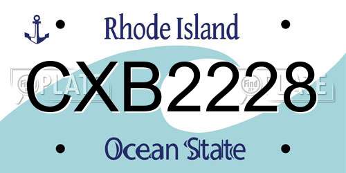 CXB2228 Rhode Island License Plate
